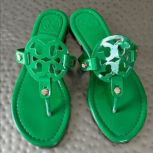 Tory Burch Vibrant Green Patent Miller Sandals- Size 40